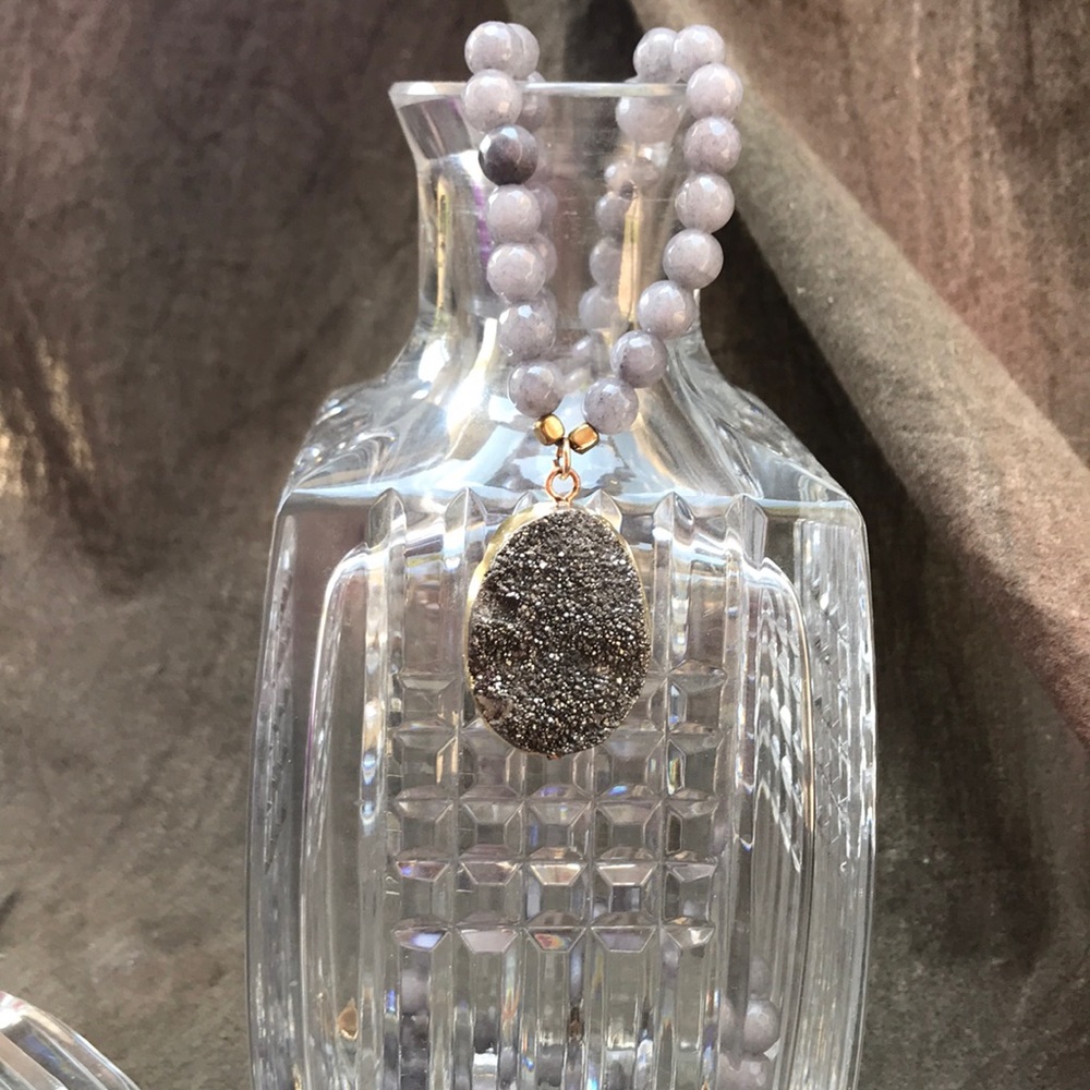 Panacea Grey tassel statement necklace